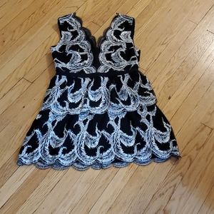 BCBG Black Lace Cocktail mini dress sz 12